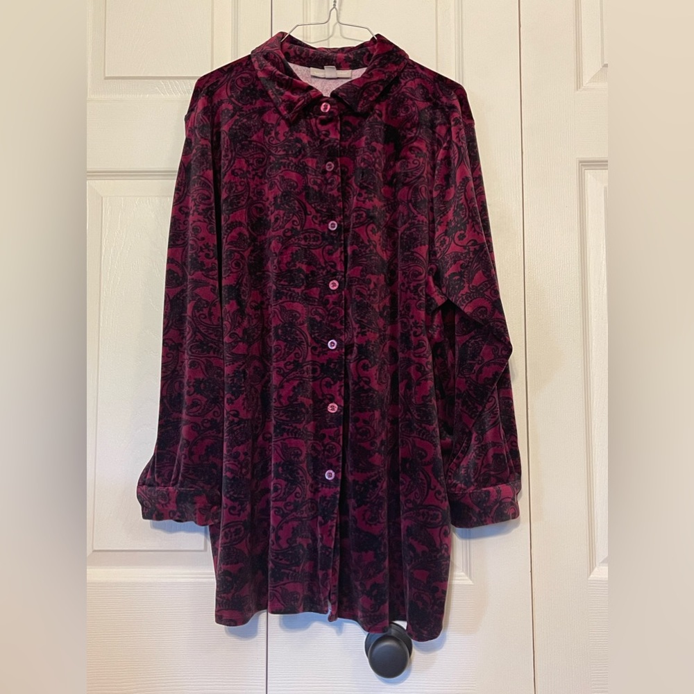 EUC Velvet button-down top